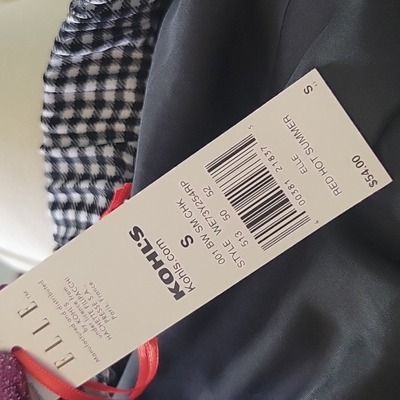 🌸 $10 SALE NWT Elle Checkered Plaid Midi Skirt Tie Waist Gingham Black White SM - Picture 8 of 9